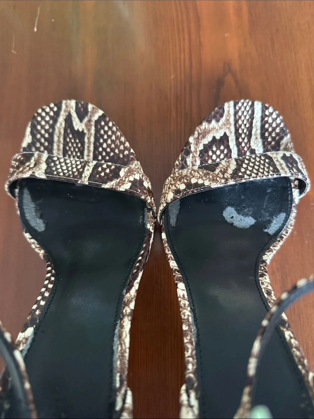 Michael Kors Margot Embossed Leather Snake-Print Ankle-Strap Platforms